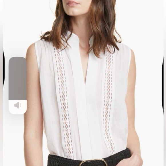 Frame Denim Tops - Frame Cali Ramie Lace Inset Sleeveless Top